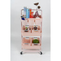 Spa Facial Salon Trolley Kitchen Storage Pink Color Rack Rolling Cart Utility Organizer